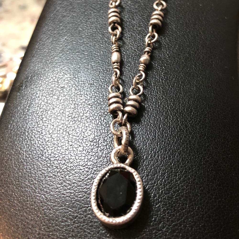 Stainless steel with black stone necklace